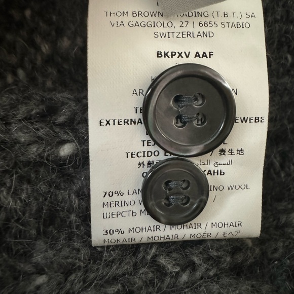 Thom Browne Child's Cable Knit Merino Wool Button Down Cardigan - Picture 8 of 9